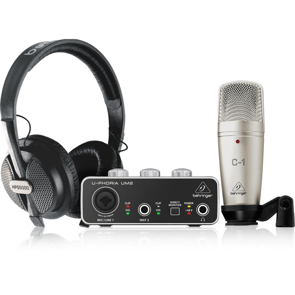 Behringer U-PHORIA STUDIO PRO Complete Recording Bundle with High Definition USB Audio Interface, Condenser Microphone and Studio Headphones