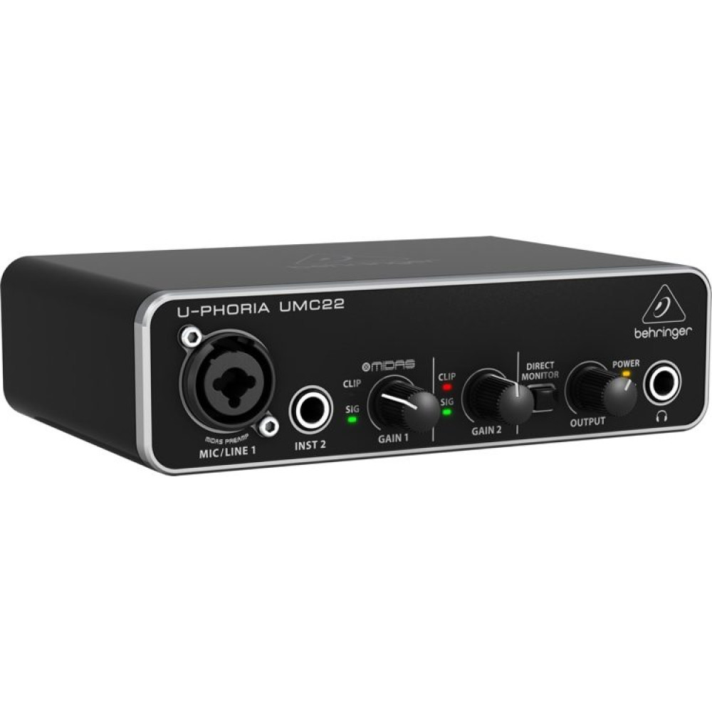 Behringer U-Phoria UMC22 Audiophile 2x2 USB Audio Interface with MIDAS Mic Preamplifier