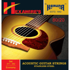 Karuna Acoustic Guitar Stainless Steel Strings ECONOMY . 011 - .052 (SET, pack of 6strings )
